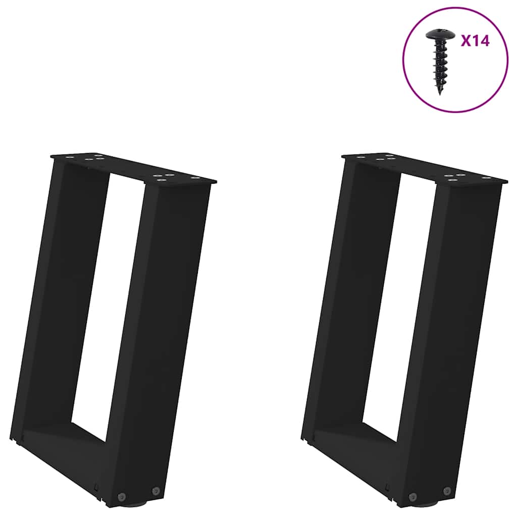 Nogi do stolika kawowego w kształcie litery U 2 szt. Czarne 38x(42-43) cm Stal vidaXL