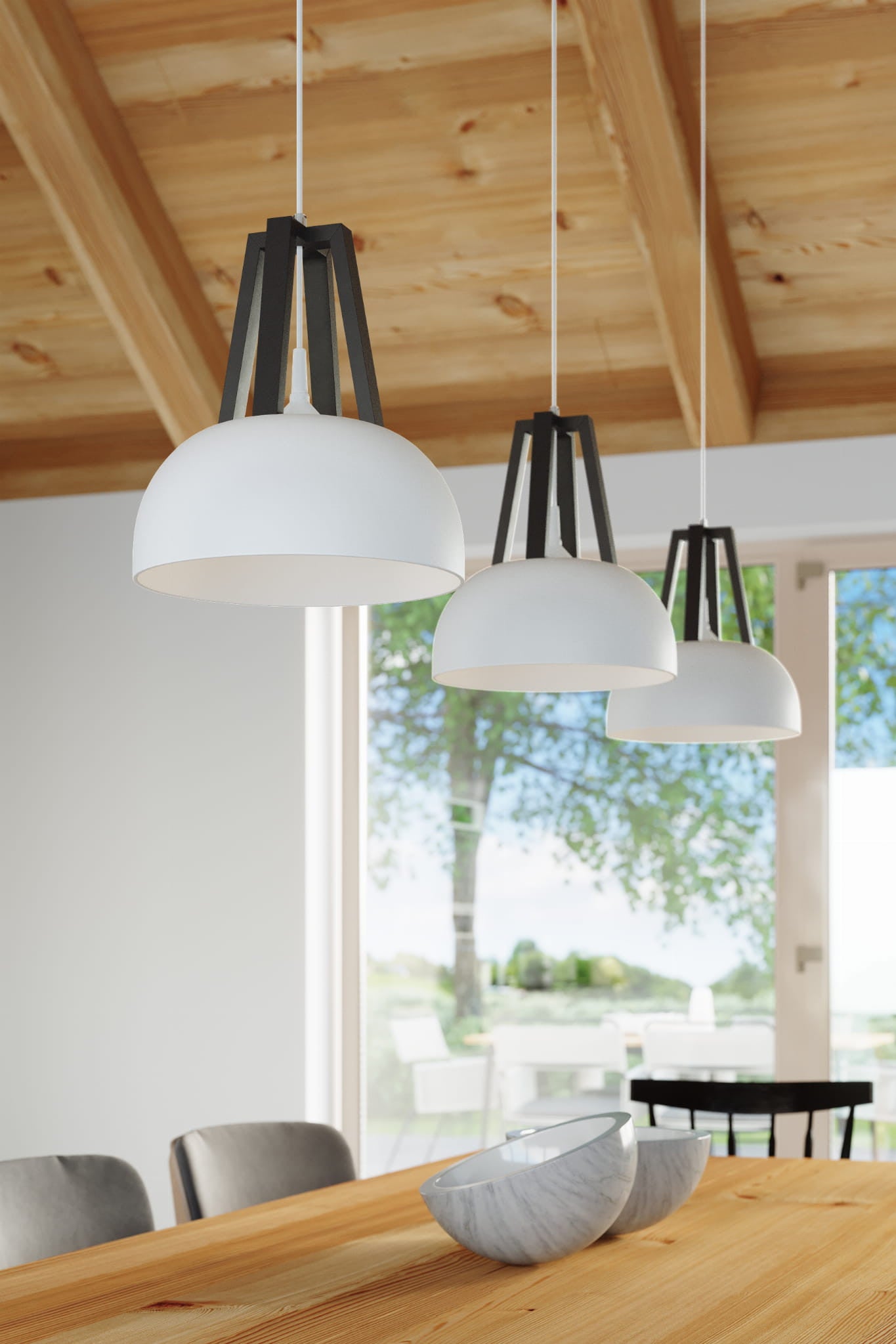 Suspension Acier Blanc/Noir E27 1 Casco - 8