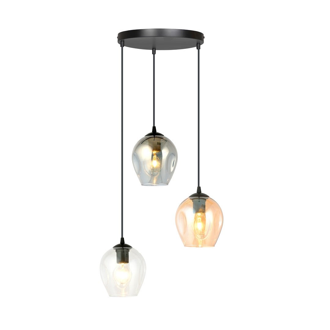 Lampa wisząca Istar czarna-wielokolorowy 3xE27x15W wym: 100 x 40 x 40 cm szkło Emibig