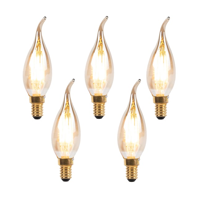 Lot de 5 ampoules LED à filament flamme E14 dimmable 240V 3W 250lm