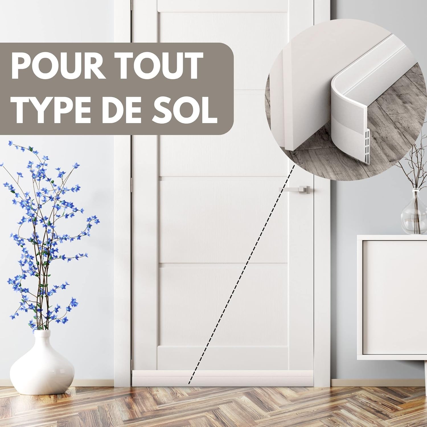 Fondo porta anti-spiffero e guarnizione porta - NUOVO fondo porta isolante, per l'isolamento da freddo, rumore e umidità (1x bianco) - 3