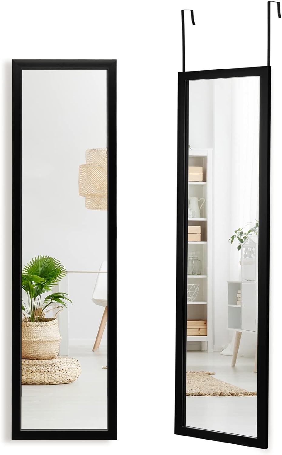 Lustro na Całej Długości nad Drzwiami, 119 cm x 33 cm Lustro Ścienne na Całej Długości, Lustro Integralne (Czarne)