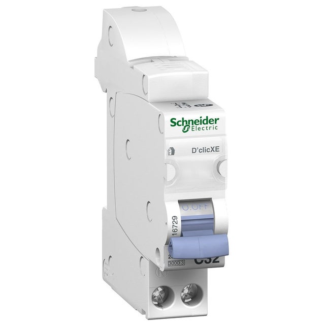 Schneider 16729 - DuoLine XE Disjoncteur D'clic 1P+N 32A - courbe C - embrochable