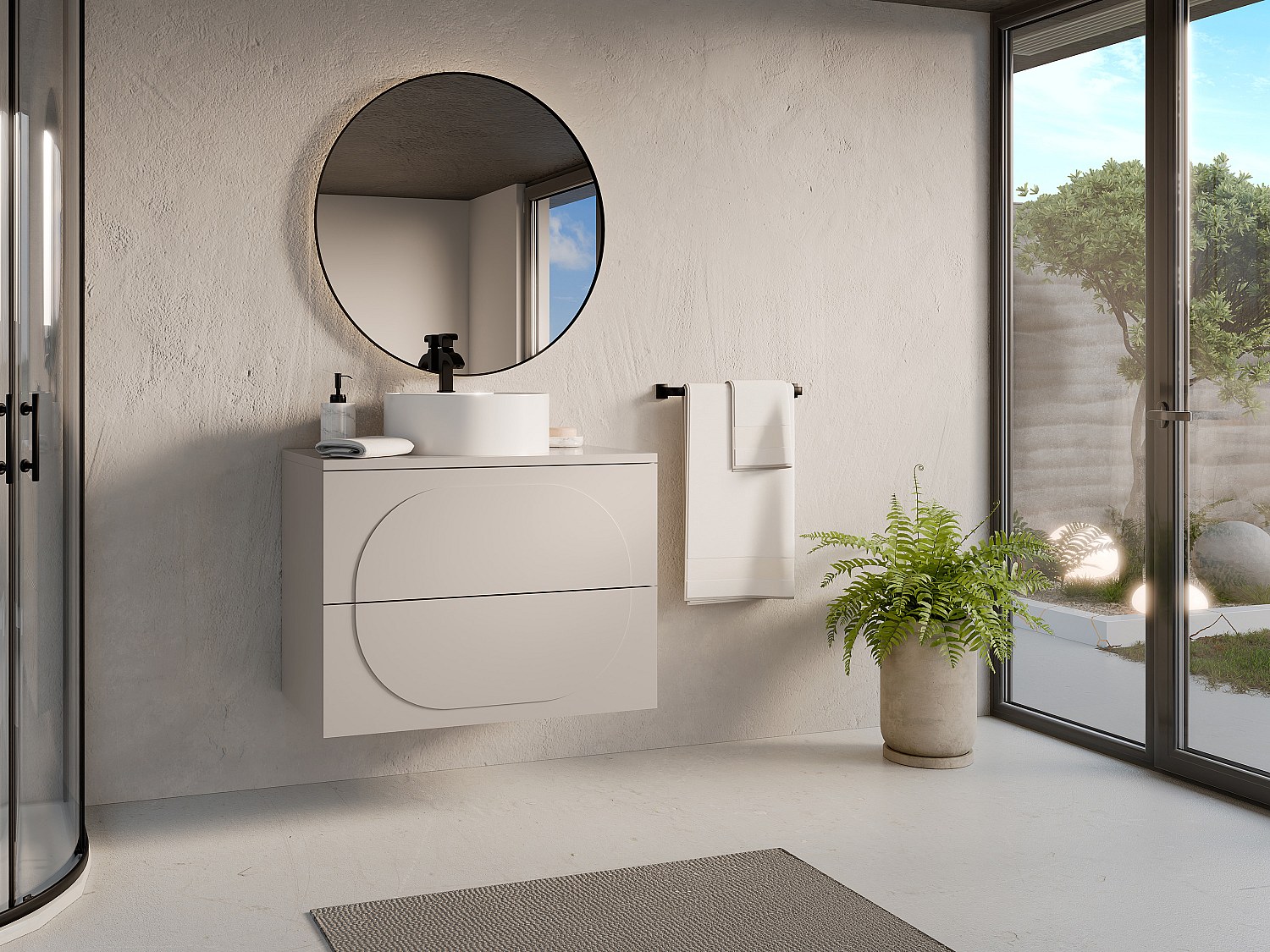 Szafka łazienkowa wisząca - Beżowa - 80 cm - VUTOMA