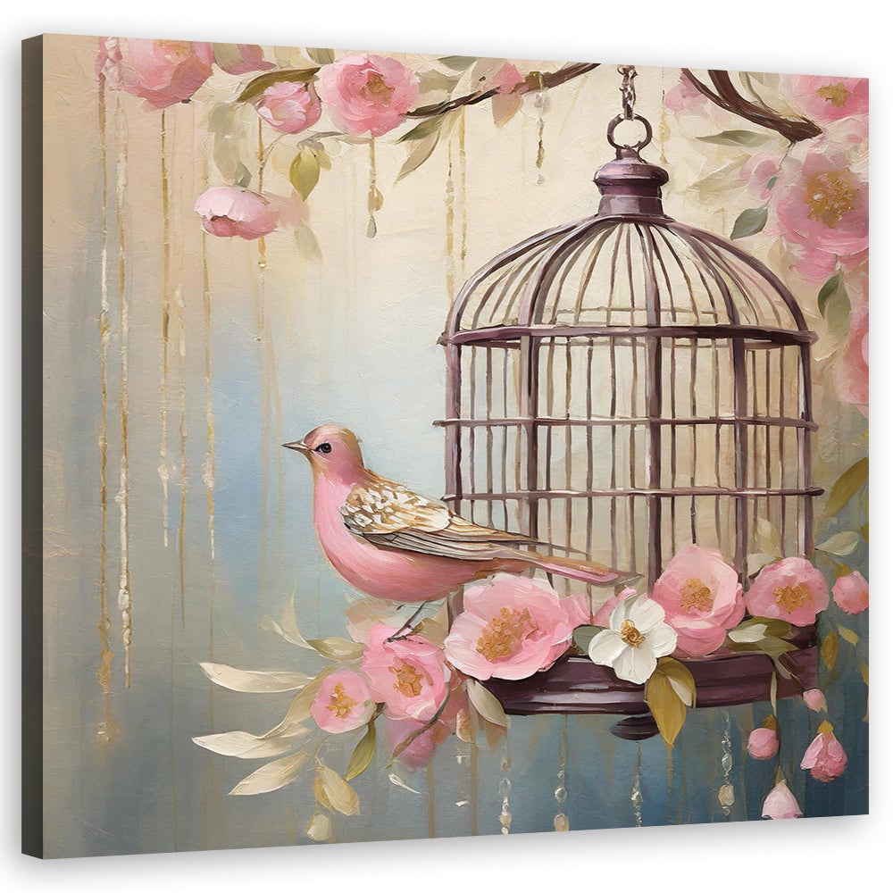 Obraz na płótnie, shabby chic, ptak 30x30