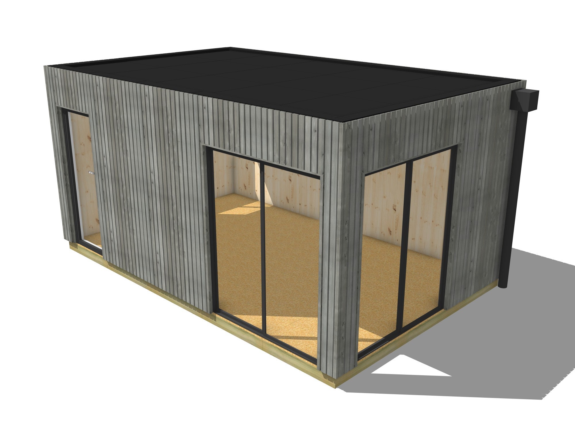 Annexe de jardin bois en bois 5,5 x 3,5 x 2,7 m avec plancher isolé - 2