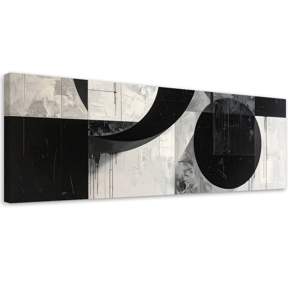 Obraz do salonu sypialni biura loftu, Czarno biała geometryczna abstrakcja 120x40