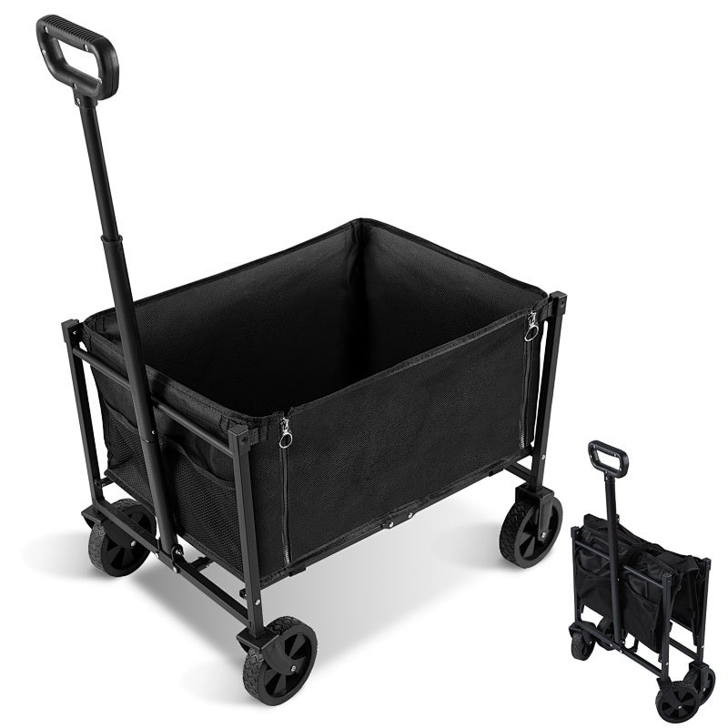 Carro de jardín carro de transporte plegable, asa ajustable para acampada, jardinería, compras. carga máx. 80 kg