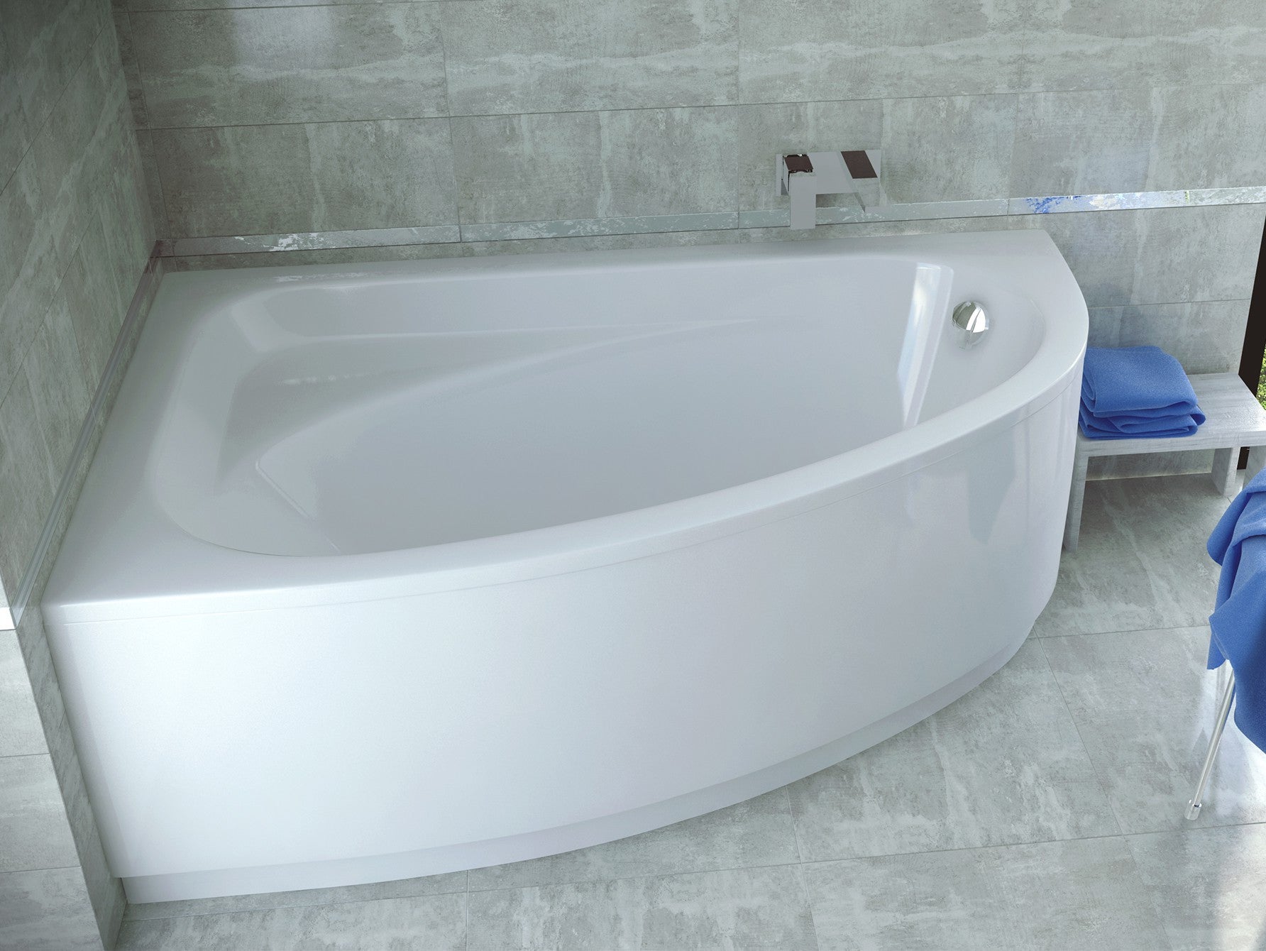 Baignoire d'angle asymétrique CORNEA 140x80 cm gauche avec tablier - 2
