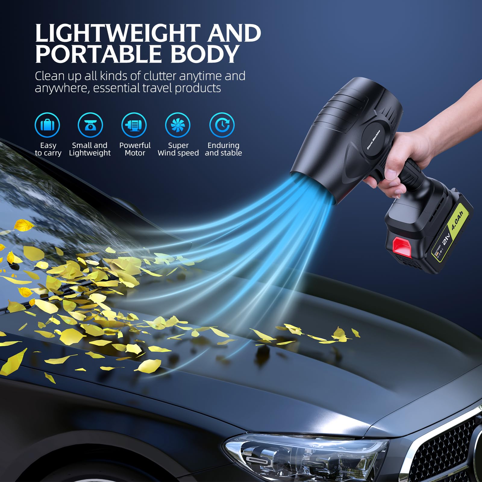 Litheli Souffleur De Feuilles Sans Fil 20V 604 M³/h 137 Km/h - Batterie 10000 MAh Incluse