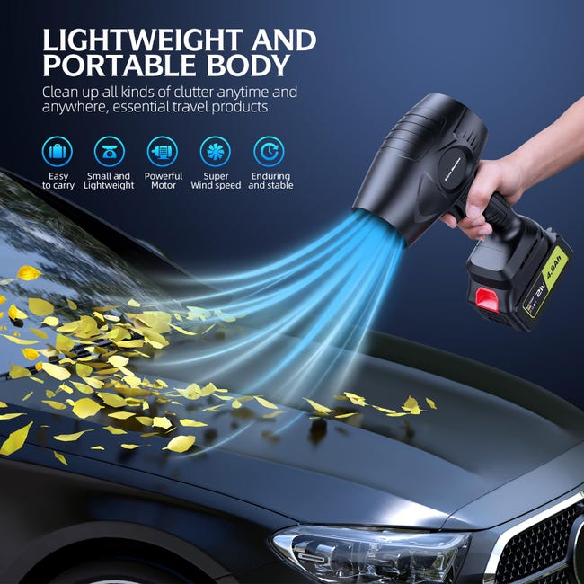 Litheli Souffleur De Feuilles Sans Fil 20V 604 M³/h 137 Km/h - Batterie 10000 MAh Incluse
