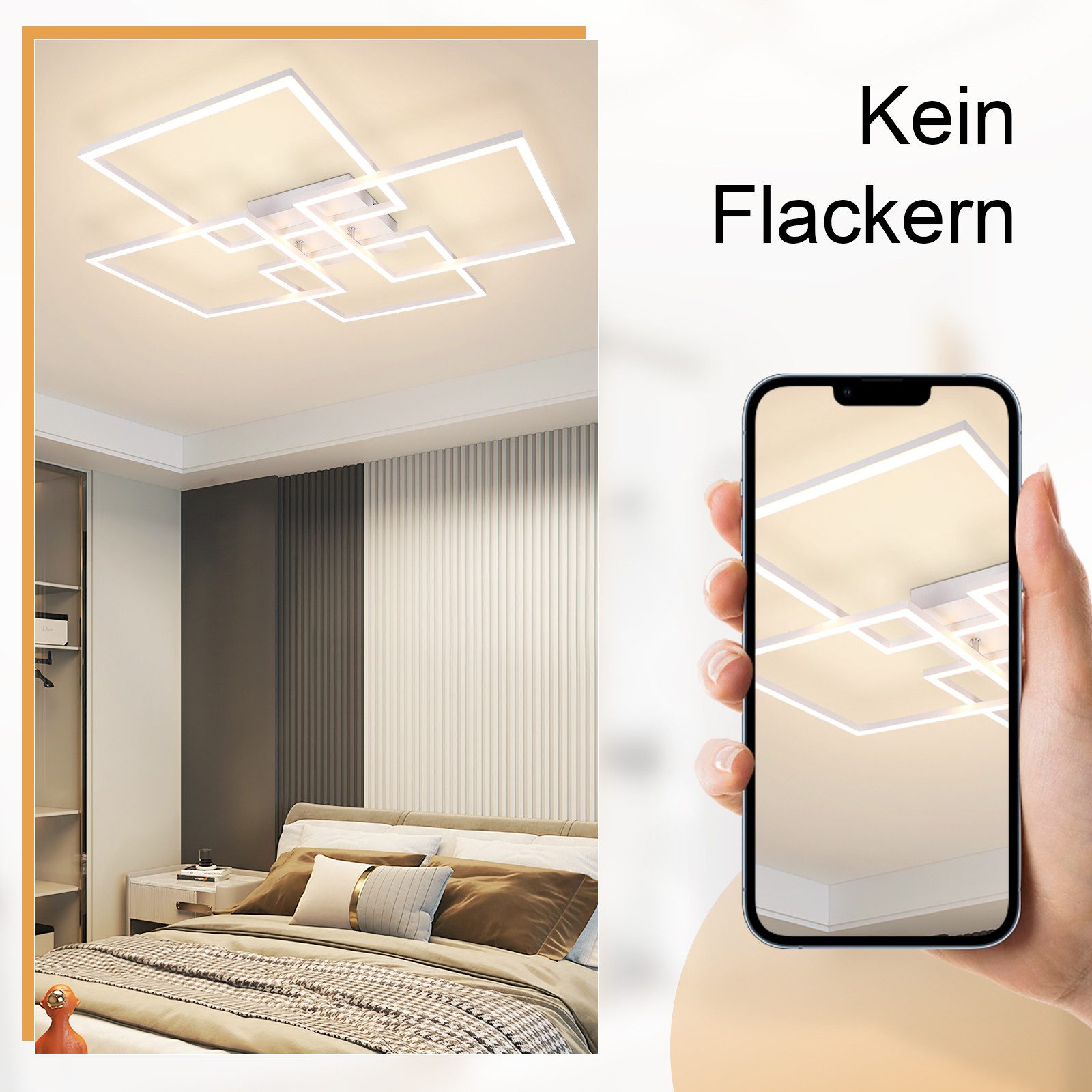 ZMH Nowoczesna lampa sufitowa LED 32W z prostokątnymi ramkami do salonu i sypialni - 9