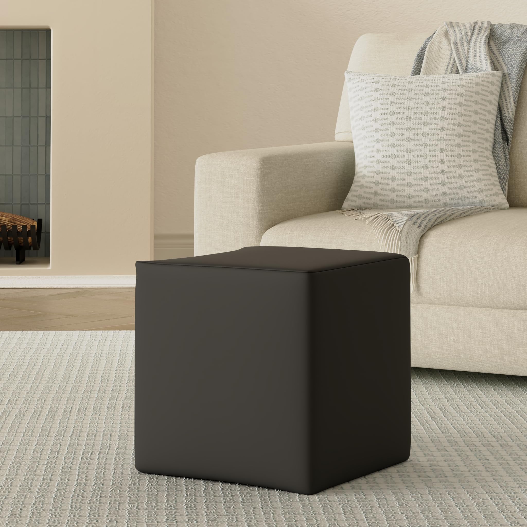 Sitzwürfel / Siège Pouf - Gris Foncé, 40X40X40 Cm, Assise Rembourrée En Simili Cuir, Confortable Pour Salon, Chambre Ou Bureau - 2