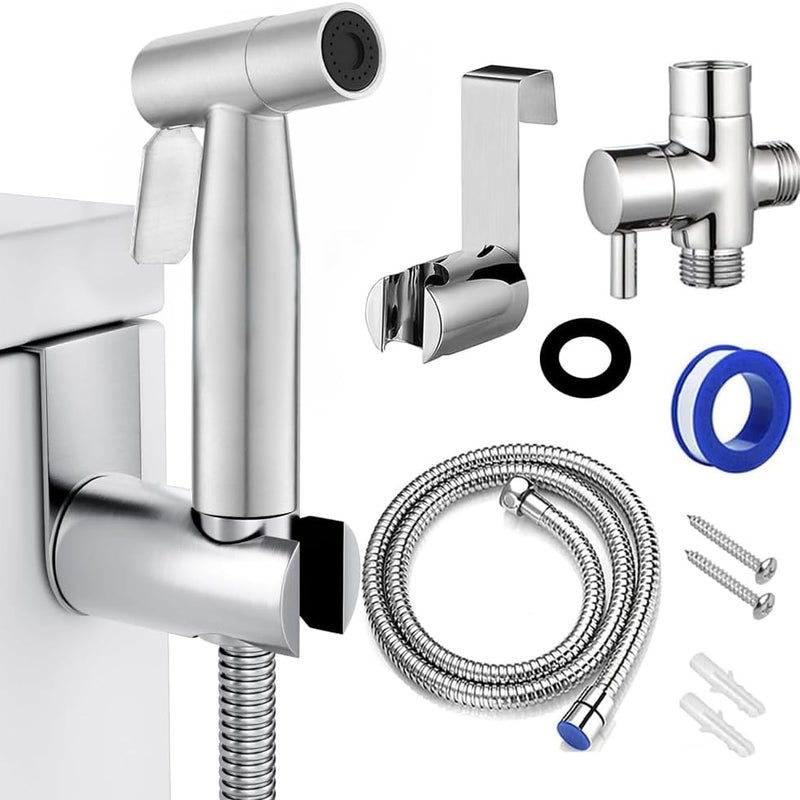 Ręczny natrysk bidetowy, natrysk toaletowy, natrysk ze stali nierdzewnej, 1/2 cala, z haczykiem