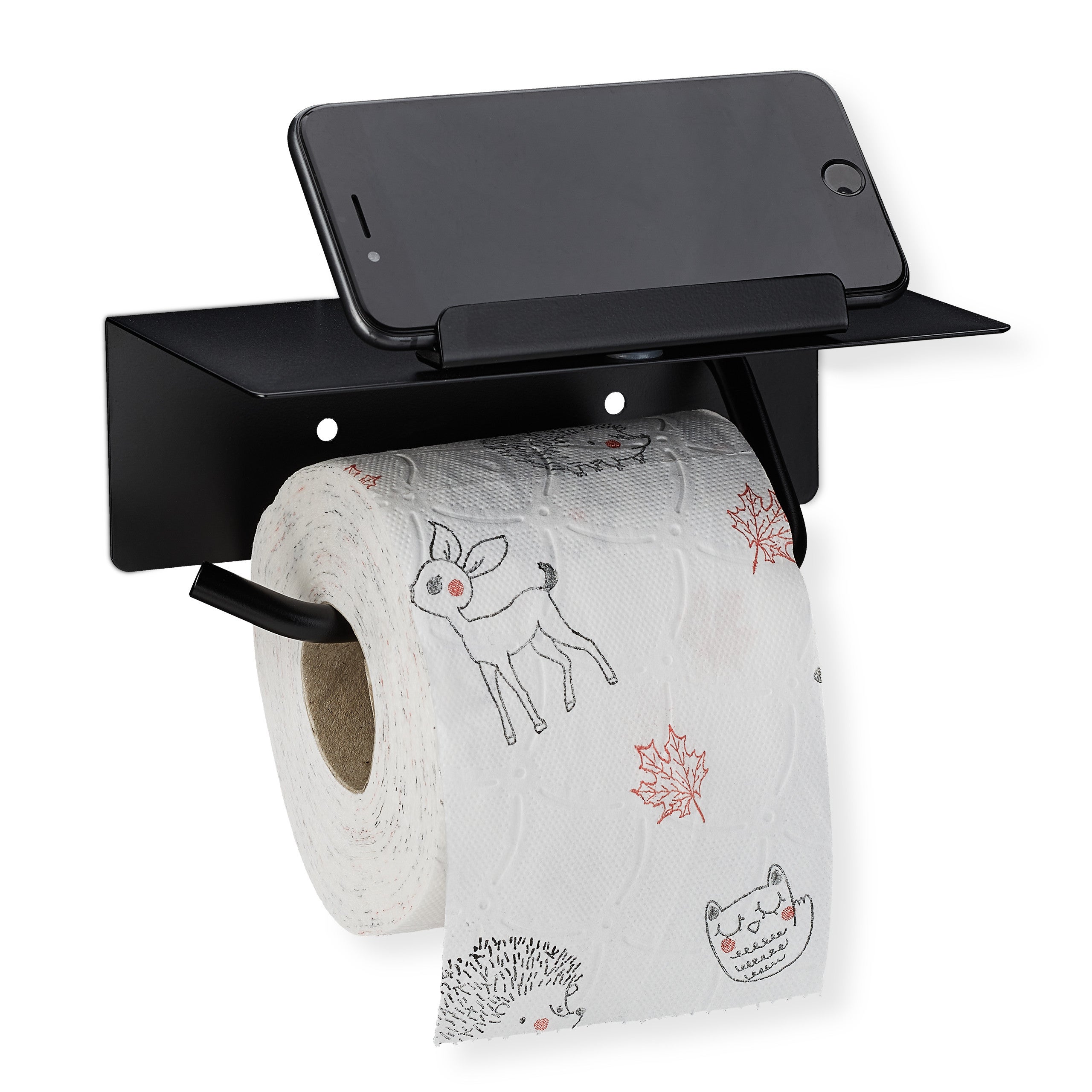 Arredamento Bagno Senza Fori Portarotolo Carta Igienica Senza Foratura - Autoadesivo In Acciaio Inox Con Ganci Per Bagno E Cucina Porta Carta Igienica Nero - 9