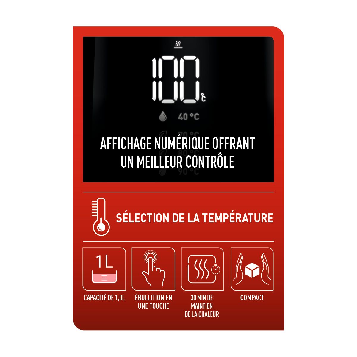 Bouilloire à température réglable TEFAL KO854830 Smart'n light 1L - 7