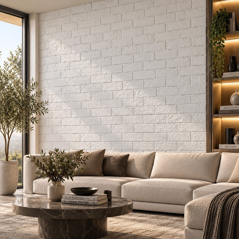 Juego de 12 paneles decorativos 3D con efecto ladrillo blanco, 8,6 m² ...