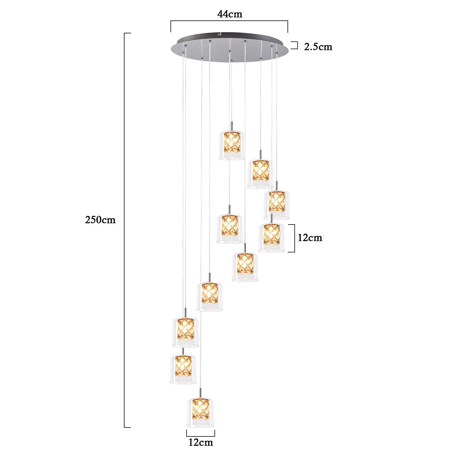 NETTLIFE Lampe Suspendue Pour Salle à Manger En Verre G9 Cristal Moderne à Hauteur Réglable - 5