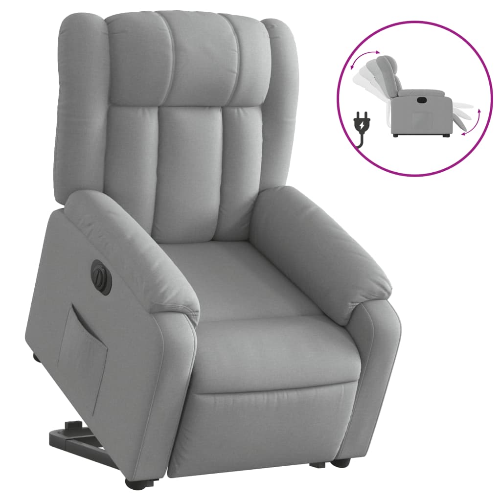 Sillón eléctrico   sillón de relax   silla de relax reclinable elevable de tela gris claro cfw252023