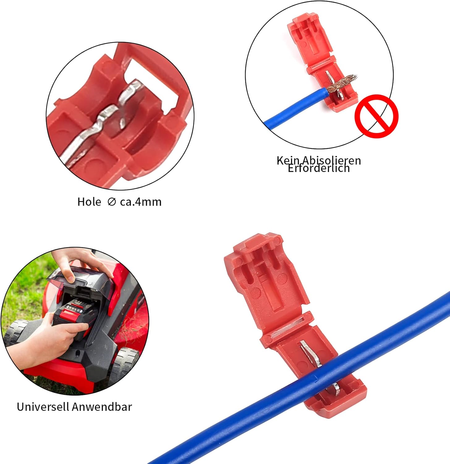 Lot de 20 connecteurs de câbles pour tondeuse à gazon robotisée, pour jardin extérieur, avec 10 bornes de connexion - 5