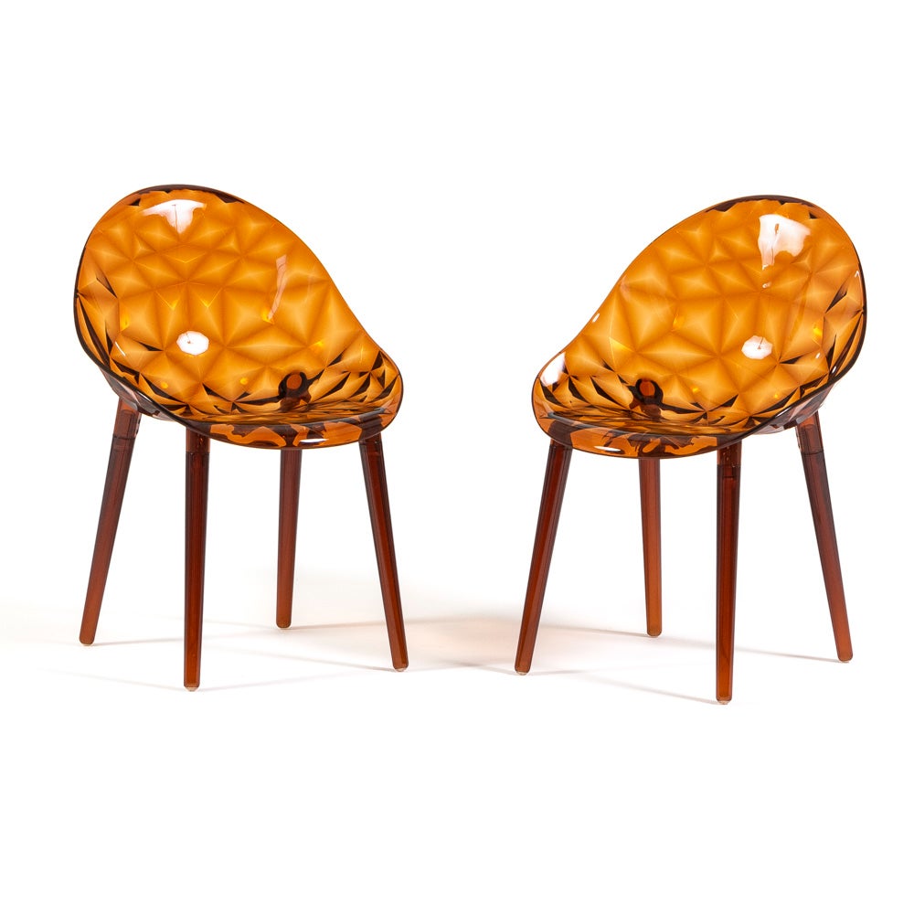 Lot de 2 chaises hautes design polycarbonate transparent Vima