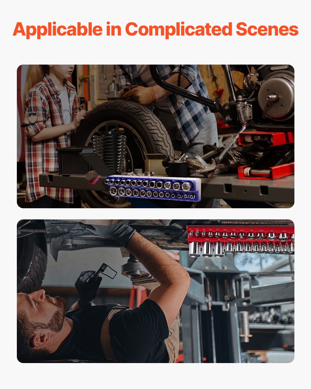 Ensemble d'Organisateurs Douilles Magnétiques SucceBuy,8 Pièces,Plateaux Métriques,Peut Contenir Jusqu'à 199 Douilles,(Douilles Non Incluses) - 8