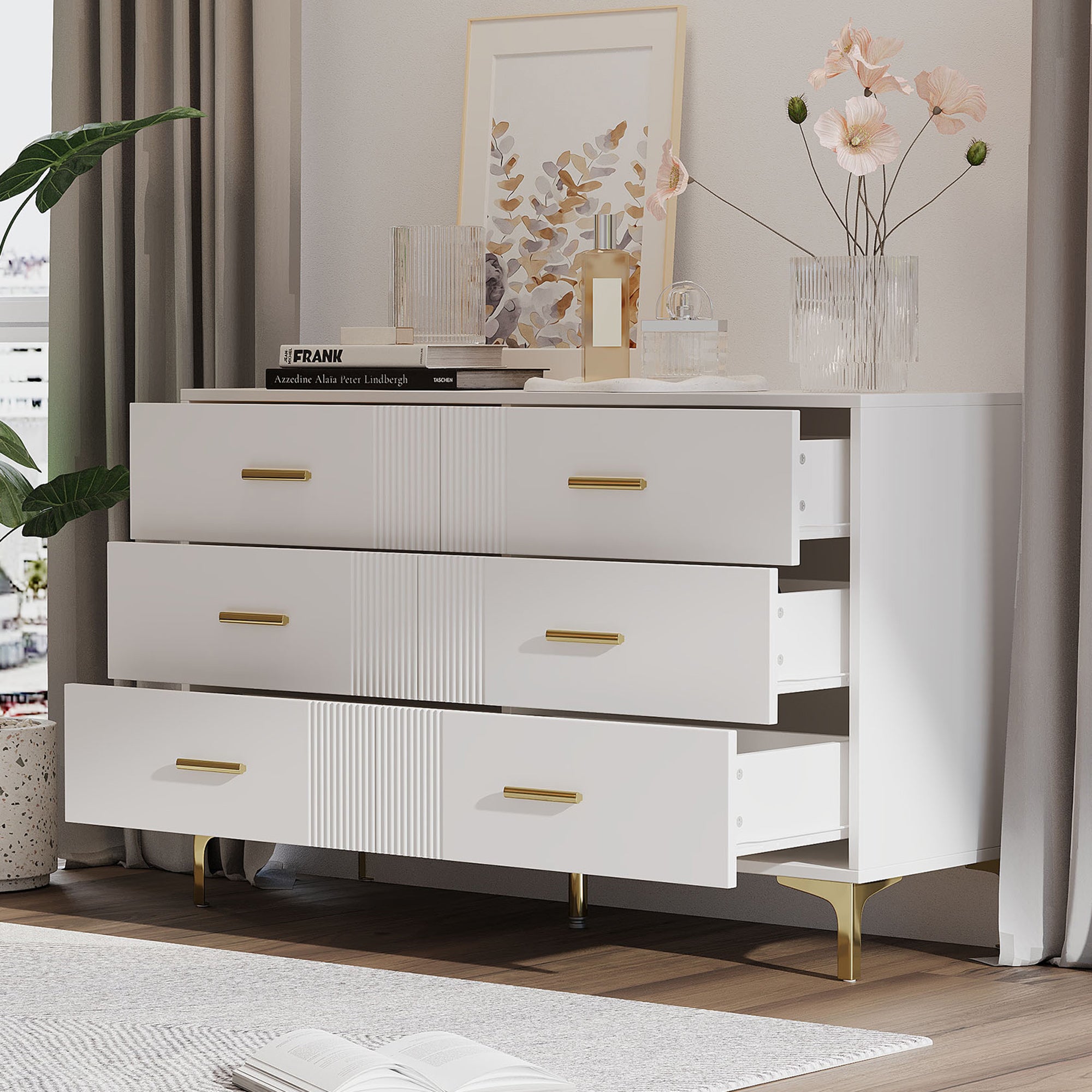 Commode Tiroirs Blanc Commode 4 Tiroirs Blanc 60x90x30 Cm - Meuble Rangement Salon, Chambre - Design Moderne, Facile à Monter