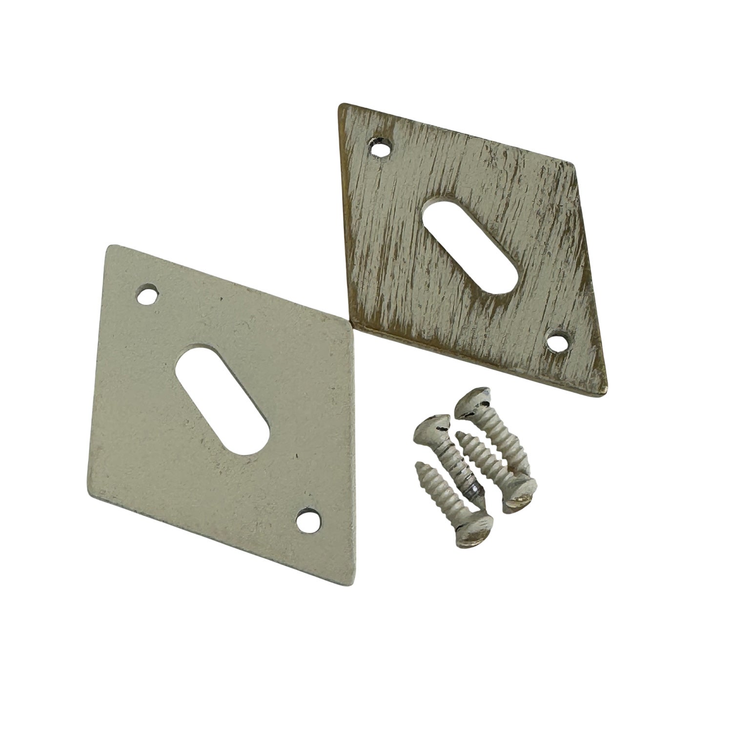 2 rosaces de poignée de porte losanges Ellix entrée de clé, Fer aspect ivoir or - 6