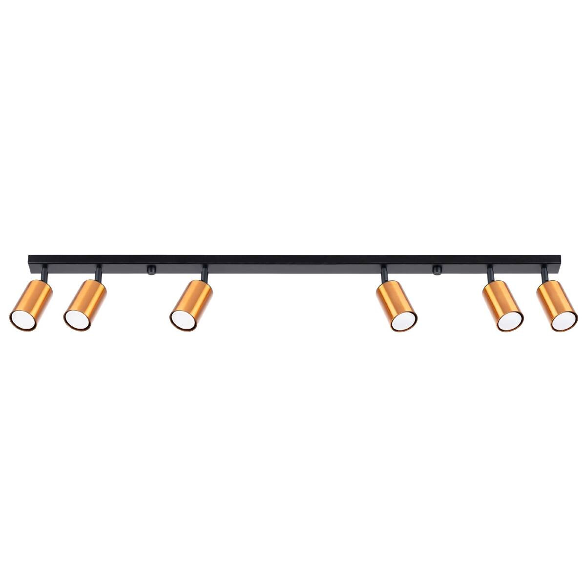 Reflektor sufitowy spot natynkowy Winx listwa czarny-miedź 6xGU10x10W wym: 18,5 x 6 x 118 cm metal Sollux Lighting