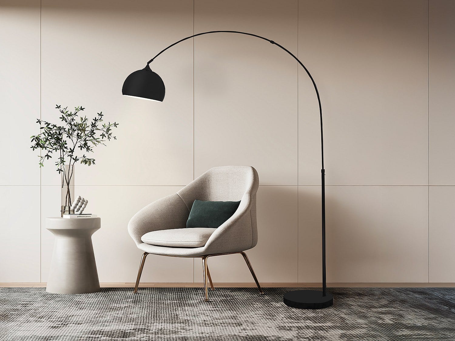 Lampe De Table Atmosphera - Lampadaire Arc Hyto Noir - Métal Et Lampe De Table Atmosphera - Lampadaire Arc Hyto Noir - Métal Et