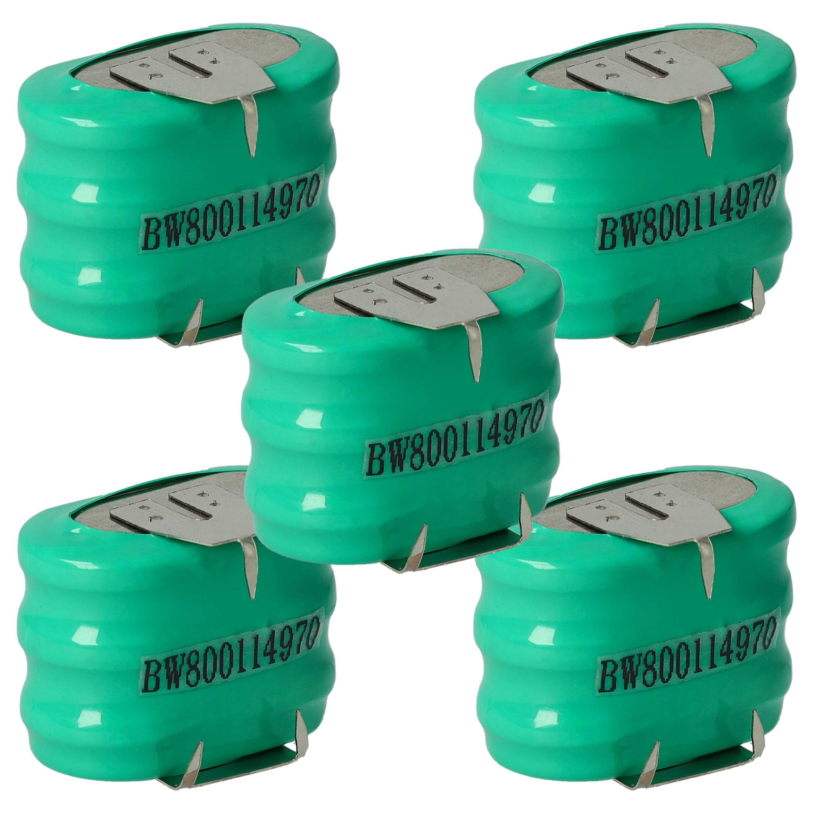 Vhbw 5x NiMH pile bouton de remplacement pour type 1/V150H 3 épingles
