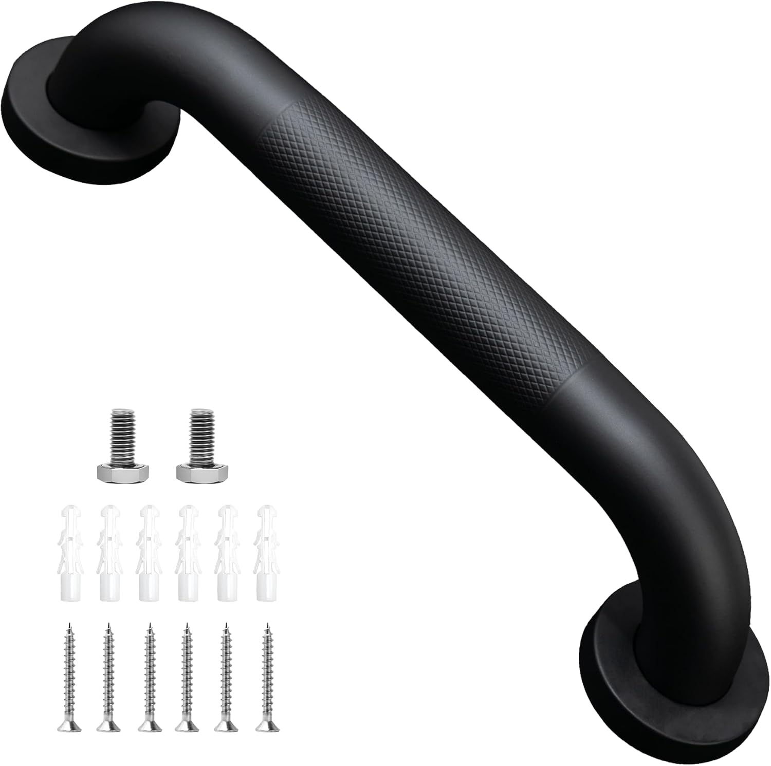 Poręcz łazienkowa ze stali nierdzewnej, antypoślizgowa, dla osób starszych, do wanny lub na schody, 30 cm, czarna