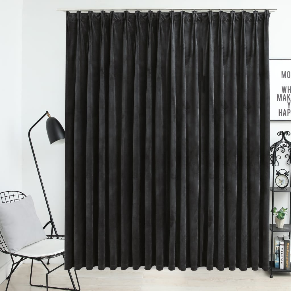 Maison exclusive - cortina opaca con ganchos terciopelo gris antracita 290x245 cm