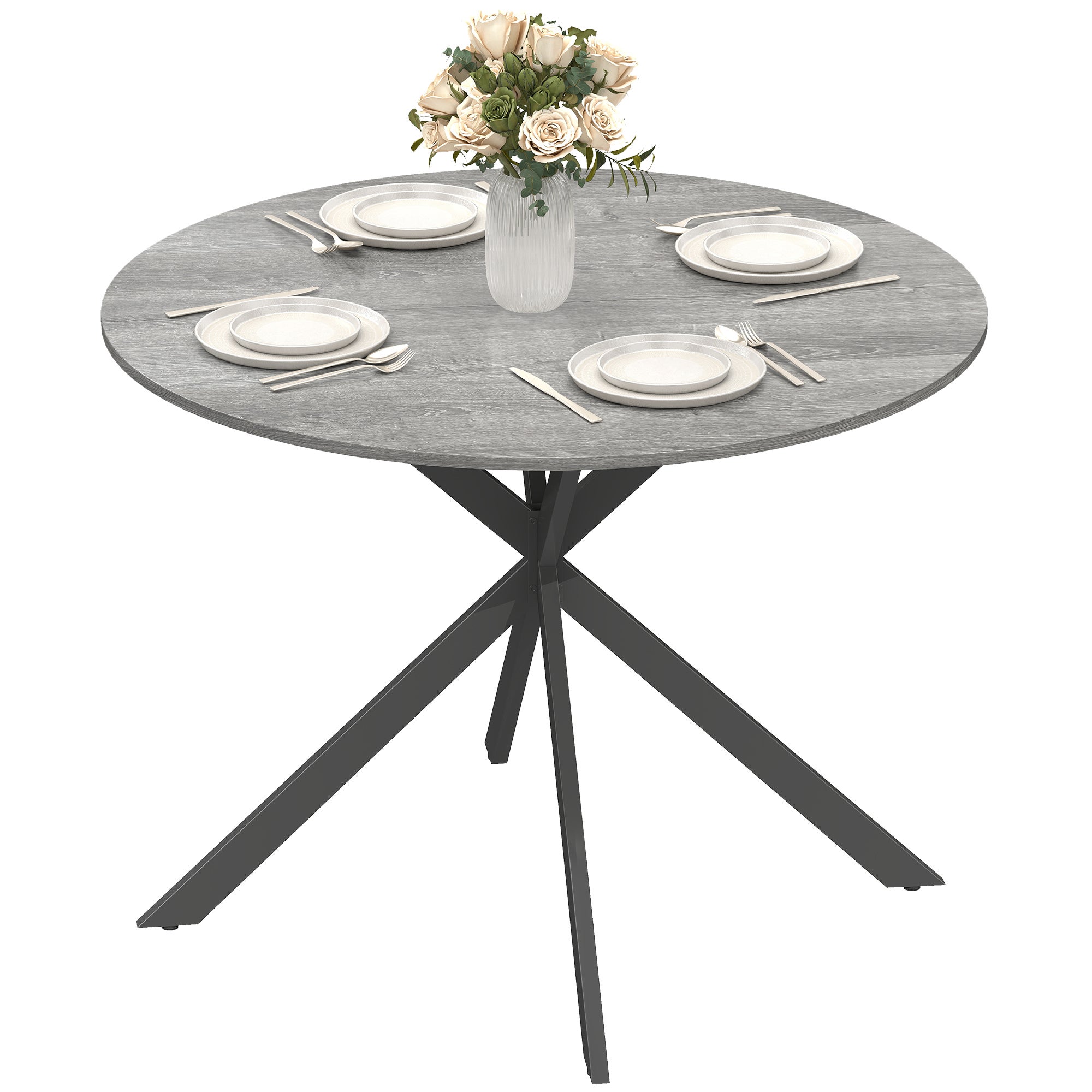 Table de ronde pour 4 personnes, style industriel, avec pieds en acier ...
