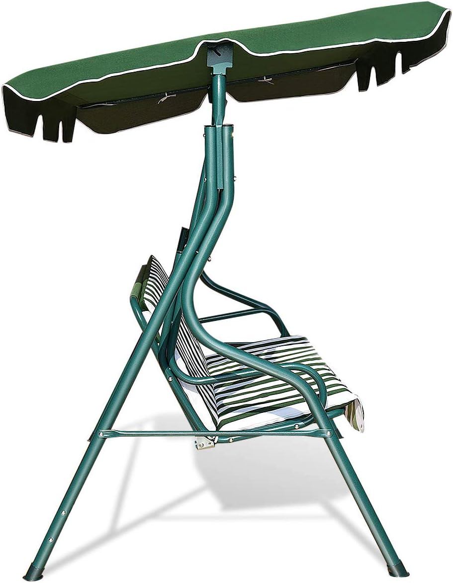 Balancelle de Jardin 3 Places 170x110x153CM-avec Auvent Réglable-Swing de Jardin Tissu en Polyester-Cadre en Acier-Vert - 8