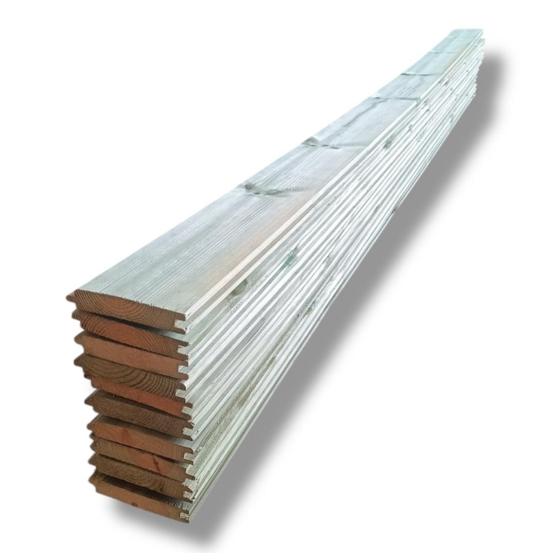 Lot de 10 lames (2,52 m²/carton) bardage à rainure et languette en pin traité autoclave, 2 côtés biseautés, 21x120x2100 mm - 4