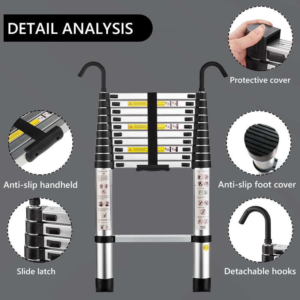 STANEW Échelle Télescopique 3,2M en Aluminium Bricolage Pliable, Charge Maximale 150kg - 2
