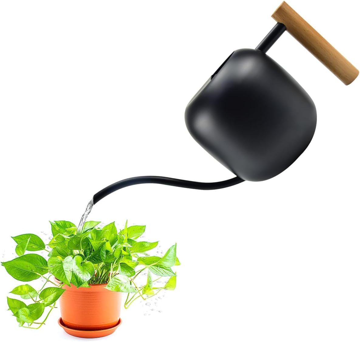 Konewka ze Stali Nierdzewnej 1200ml Konewka do Roślin Domowych Mała Konewka z Długim Dziobkiem Metalowa Konewka Roślina Wewnętrzna Mała Konewka do