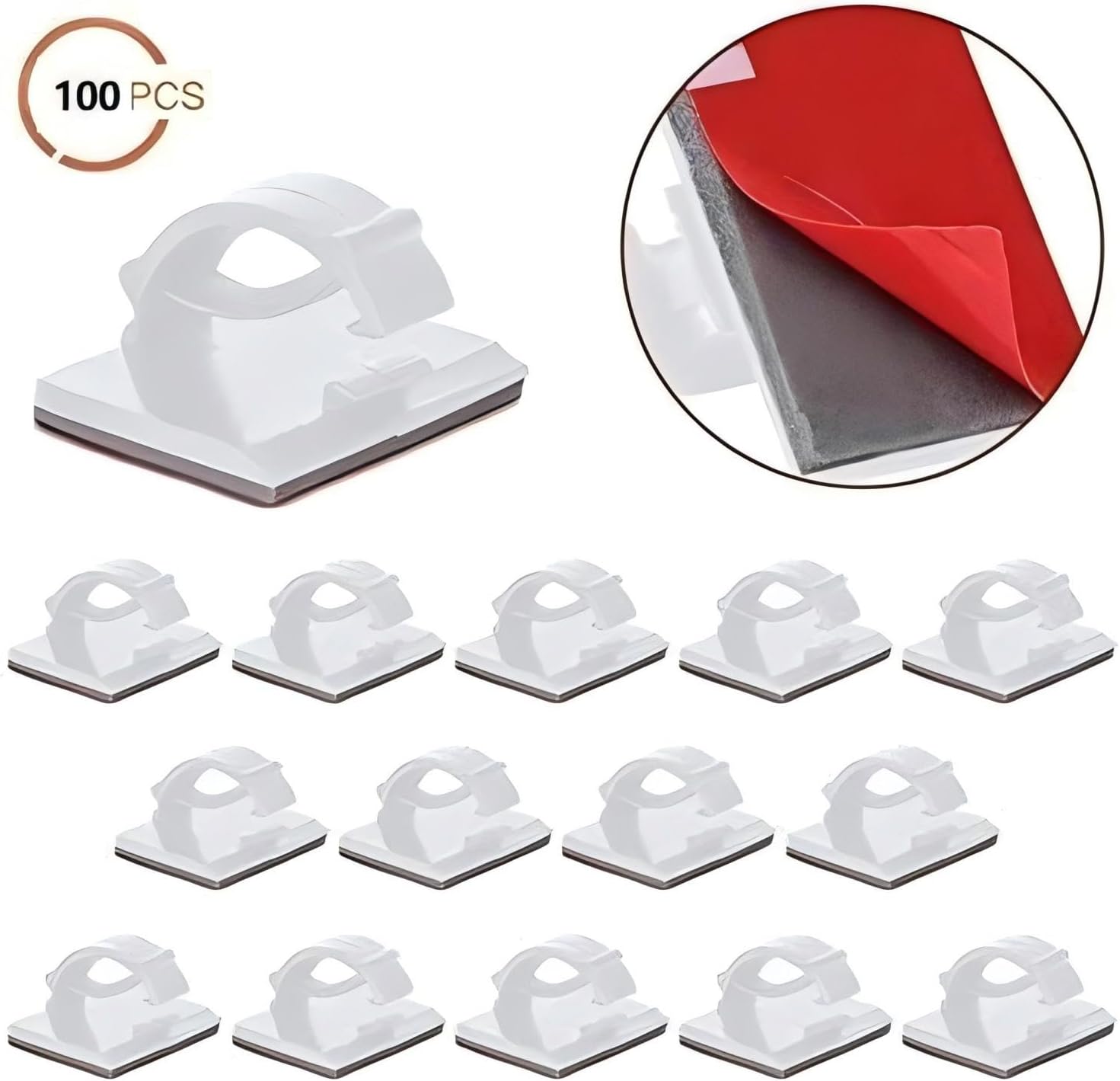 Clips de Câble Adhésif Réglable pour Gestion de Câble à Fibre Optique, Attache Fil et le Cordon dans la Maison ou le Bureau (Lot de 100) - 4