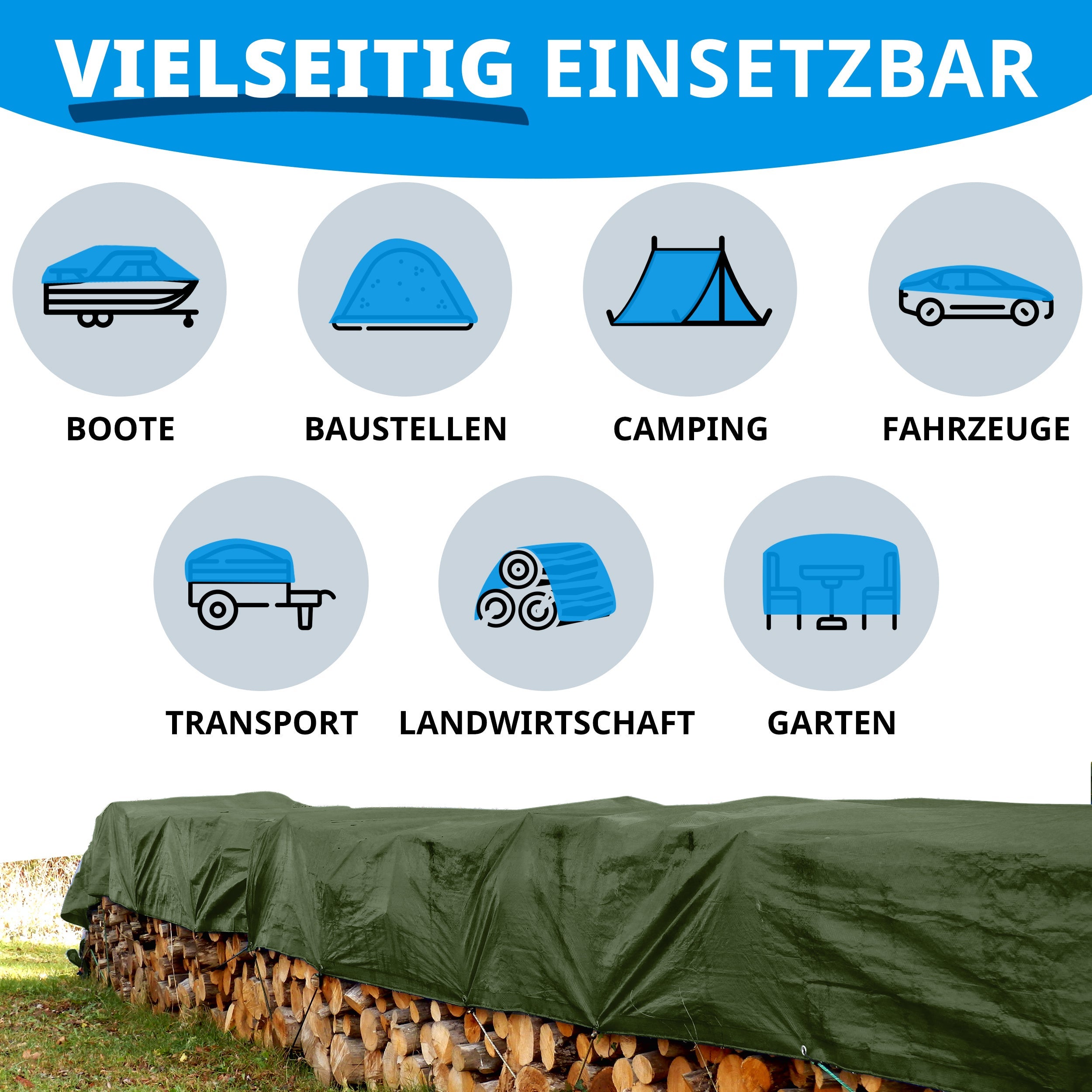 Bâche de protection imperméable 240 g/m², Vert 2 x 3 m - 4