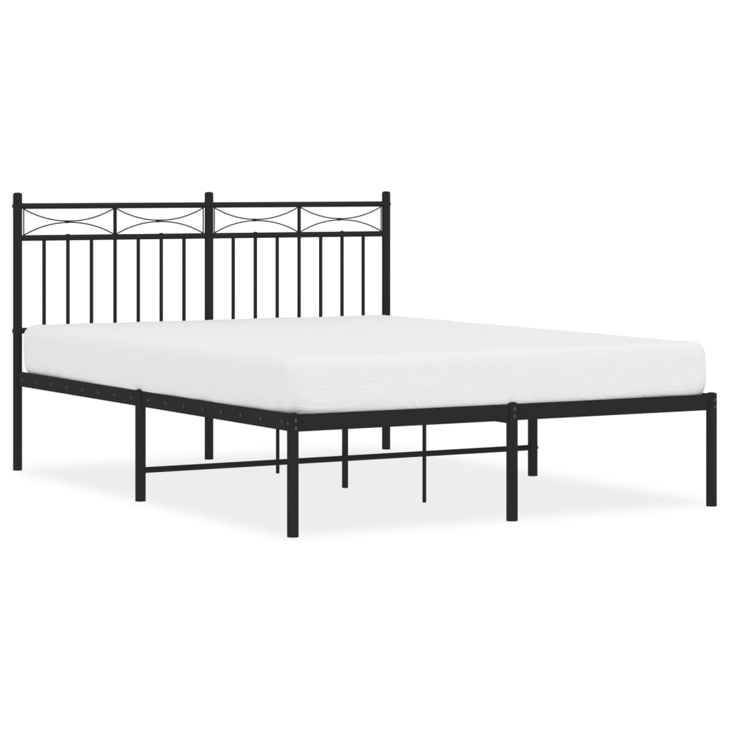 Łóżko Metalowe Czarne Rama Łóżka Ze Stelażem Do Sypialni Pokoju 140x190 cm