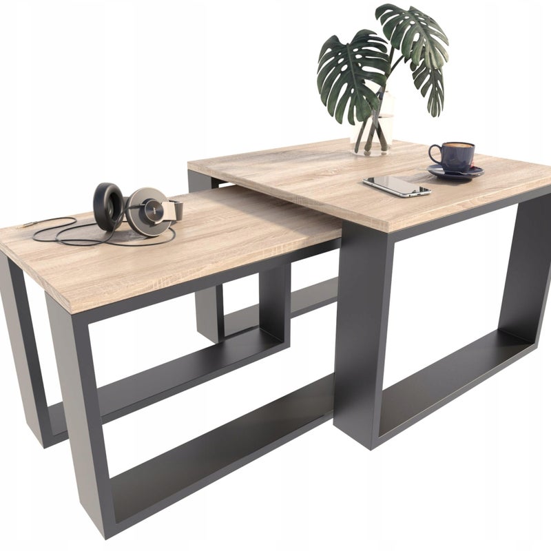 Ława stolik kawowy podwójny LOFT-PER sonoma-czarny PER