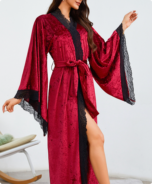 Peignoir de bain kimono en satin et soie pour femme - 6