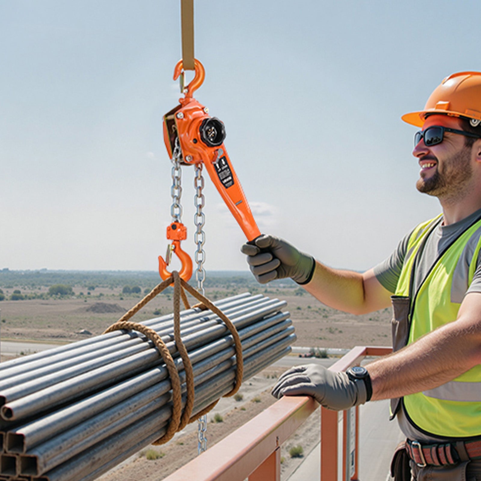 Talha de Corrente Manual com Alavanca VEVOR 3 t, Corrente Aço Liga G80 3 m, Freio Duplo Catraca, Ganchos 360°, Armazéns Obras Garagens - 8