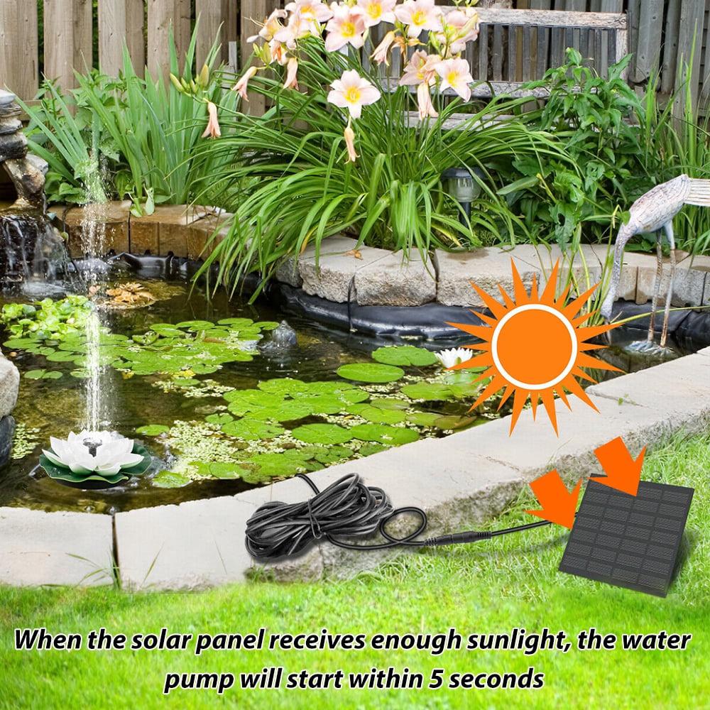 Pompe de fontaine solaire, pompe de fontaine à eau solaire avec 6 buses pour bain d'oiseaux, étangs, jardin, piscine, aquarium, extérieur et aquarium - 3