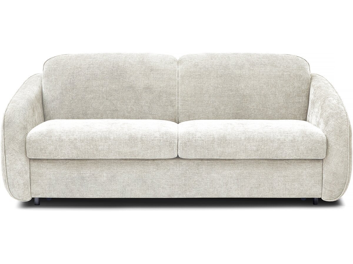 Sofa rozkładana "Laurie" express w tkaninie teksturowanej - łóżko 140 cm - 3 miejsca - beżowa