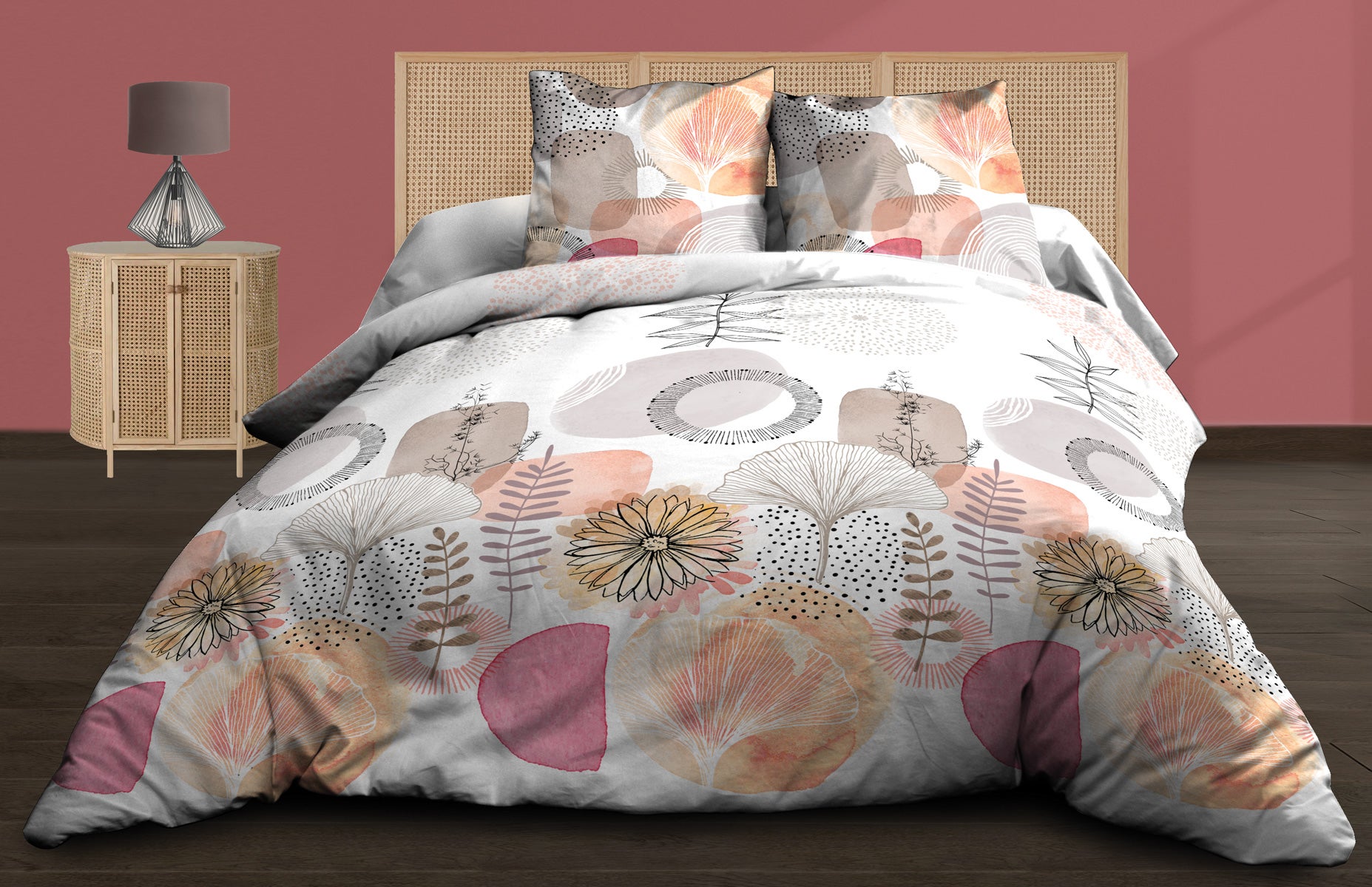 Housse de couette 240x260 + 2 taies - Pur coton 57 fils - Aquarel - 4