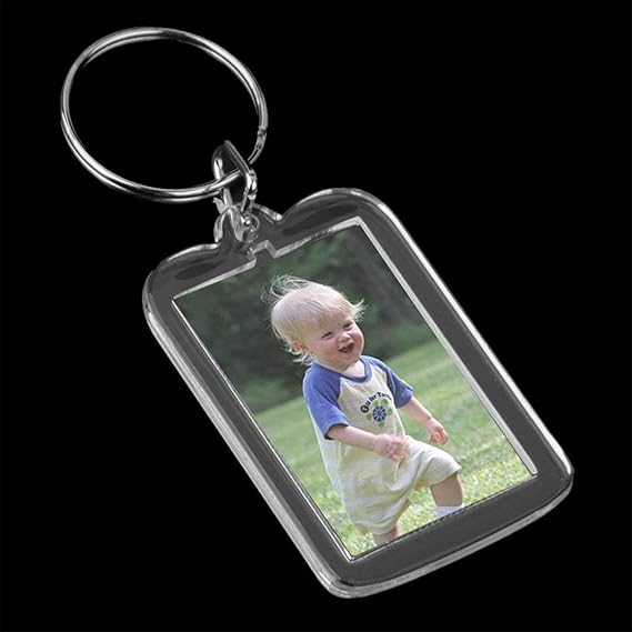 10 breloków z przezroczystą ramką na zdjęcie (5 x 3,2 cm), akrylowe, prostokątne, personalizowane z kółkiem dzielonym, przezroczyste, jeden rozmiar. - 2
