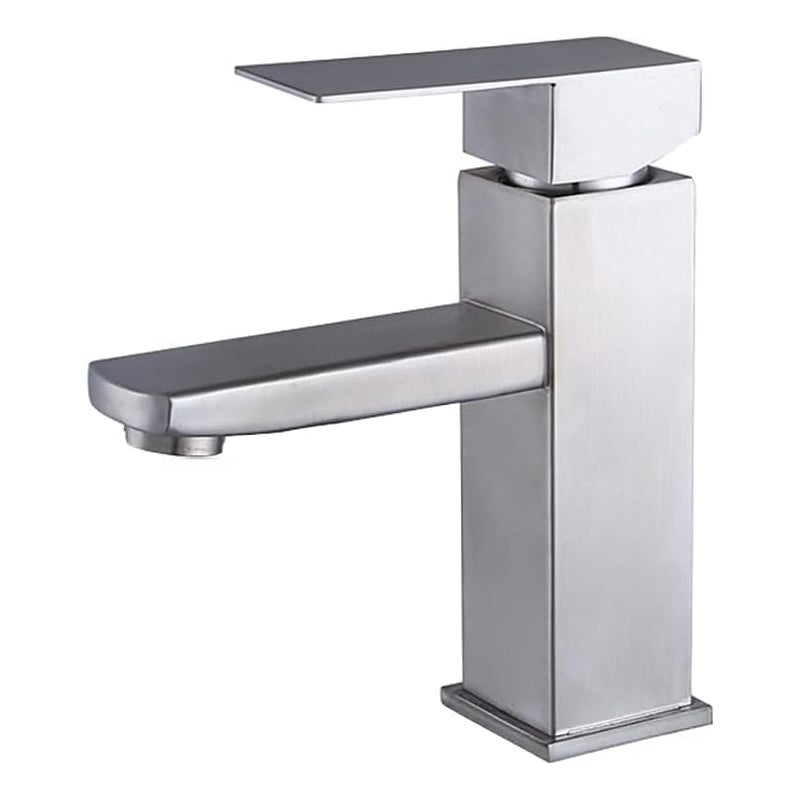 Srebrna bateria łazienkowa, bateria mieszaczowa do łazienki, bateria umywalkowa ze stali nierdzewnej z elastycznym wężem 60 cm