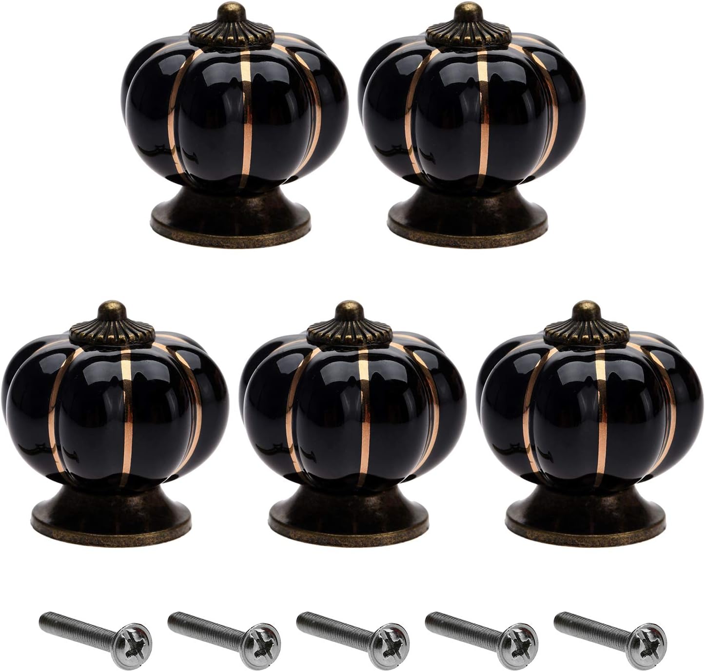 Pomelli Per Mobili A Forma Di Zucca - Ceramica E Lega Di Zinco, Bianco, Per Armadi E Cassetti - Foto 12